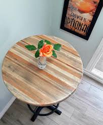 Round Bar Height Pub Table Reclaimed Wood Top Pedestal Base With Foot Ring Pub Table Wood Dining Table Bistro Table