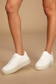 Leonie White Flatform Sneakers