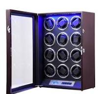 Mulaxen 12 Rotating Watch Box ,Watch Winder for Automatic Watches, Wooden  Rotating Watch Case 5 Rotation Modes Setting Display Box with LED Light, ...
