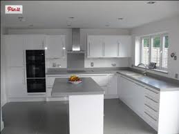Dove Grey Corian On Gloss White White Gloss Kitchen Home Kitchens New Kitchen
