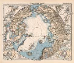 Old Map Of North Pole Decorative Map Wall Map Of The North Etsy Antique Maps Map Art Map