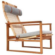 Borge Mogensen 2254 Oak Sled Lounge Chair In Cane 1956 Fredericia Denmark Teak Lounge Chair Lounge Chair Design Chair