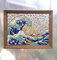 The Great Wave Off Kanagawa Stained Glass Mosaic Panel Glass Art Techniques Mosaic Artwork Window Art
