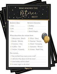 Imagine wowing family and friends alike with useless information that you can sprinkle over 20, 30, or maybe even 40 years of retirement. Amazon Com Who Knows The Retiree Best Game Cards 50 Pack Retirement Party Games Ideas Activities Supplies Toys Games