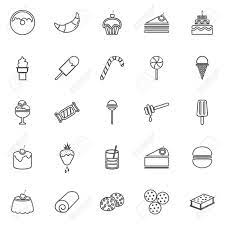 icones de lignes dessert sur fond blanc vecteur stock banque d images 40967025 dessins minimalistes tatouage patisserie coloriage disney