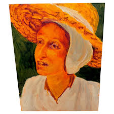 Martin Jonas "Peasant Primitive" Painting D. 1962 For Sale at 1stDibs