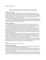Destinos Summeries Brief Summaries Of The 52 Episodes