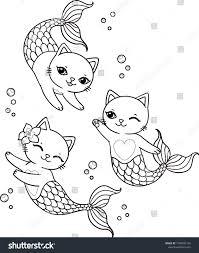Coloring, the act of adding color to the pages of a coloring book; Cat Mermaid Coloring Pages Novocom Top