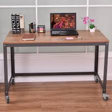 Wood Top Metal Frame Rolling Computer Desk Laptop Table Metal Desks Desk Metal Frame Cheap Office Furniture