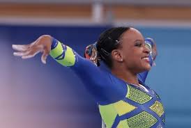 Rebeca andrade of brazil performing on the balance beam during the women's gymnastics at the beginning of june, rebeca andrade did not know if she would even qualify for the olympic games. U3fmwjobrhydtm