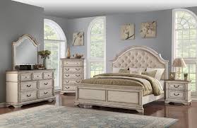 Bed made of wood, veneer and engineered wood. New Classic Furniture Anastasia 4 Piece Bedroom Set In Royal Classic