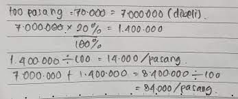 We did not find results for: Seorang Pedagang Sepatu Membeli 100 Pasang Sepatu Dari Grosir Dengan Harga Rp 70 000 00 Rupiah Brainly Co Id