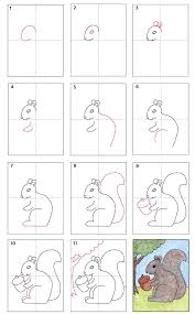 Note how the cross helps compare the symmetry of the eyes, nose, mouth. How To Draw A Squirrel Art Projects For Kids Squirrel Art Kids Art Projects Easy Drawings