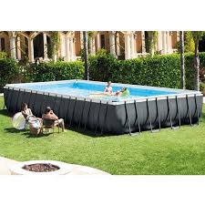 Intex 32ft X 16ft X 4 3ft Ultra Xtr Rectangular Above Ground Frame Swimming Pool Set W Pump Gray Walmart Com Rectangular Swimming Pools Rectangular Pool Best Above Ground Pool