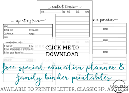 Scheduling a family meeting to discuss family goals, plan family activities, and review the your progress can be a great way to strengthen. Iep Binder Free Special Education Planner Inserts