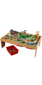 Watch our kidkraft waterfall mountain train table review, unboxing and assembly video to find out! Kidkraft 17850 Waterfall Mountain Wooden Train Track Set And Table For Kids Railway Activity Playset With Accessories Included 120 Pieces Kidkraft Amazon Co Uk Toys Games