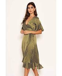 Ax Paris Women S Polka Dot Wrap Frill Midi Swing Dress Reviews Dresses Juniors Macy S