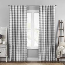 Black And White Checkered Sheer Curtains Broadus 100 Cotton Checkered Semi Sheer Rod Pocket Single Curtain Panel In 2020 Panel Curtains Rod Pocket Curtains Curtains