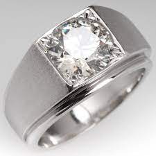 Bold Vintage Mens 2 8 Carat Diamond Ring Platinum Men Diamond Ring Diamond Antique Engagement Rings