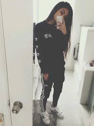 Adidas Black And White Long Sleeve Shirt Cold Tomboy Black Long Sleeve Shirt Black 7 White Adidas Pants Whi In 2020 Tomboy Fashion Tomboy Outfits Fashion