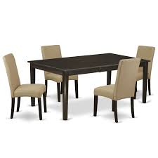 Rectangle 54 72 Inch Table And Parson Chairs In Brown Linen Fabric Number Of Chairs Solid Wood Dining Set Black Dining Room Furniture Formal Dining Room Sets