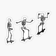 The perpetrator of the greatest injustice in the universe is that we all have to die. Skateboarding Skeleton Stickers Redbubble
