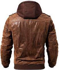 Vintage Men S Brown Leather Motorcycle Jacket With Removable Hood Vents Casual Jacket Coat Biker Best Gift S M L Xl 2x 3x 4x 5x In 2021