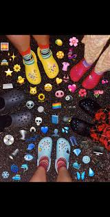 Aesthetic Black Crocs With Charms Kicks Shoes Crocs Rainbow Blue Pink Black Gray Yellow Aesthetic Emoji Crocsemoji Crocs Shoes Crocs Cool Crocs