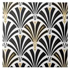 Black And White Ceramic Tile Patterns Art Deco Fan Pattern Black And White Ceramic Tile Zazzle Com Art Deco Tiles Art Deco Interior Design Art Nouveau Wallpaper