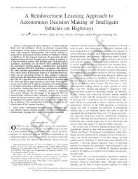Pdf A Reinforcement Learning Approach To Autonomous Decision Making Of Intelligent Vehicles On Highways