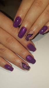 Purple french tip and chevron nails on mint base. Purple Butterfly Nails Purple Acrylic Nails Purple Nail Art Purple Nail Designs