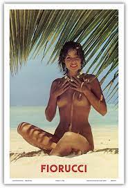Amazon.com: Fiorucci - Topless Girl on Beach - Vintage Advertising Poster  c.1970s - Master Art Print 12in x 18in: Posters & Prints