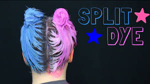 Let's say you want to make a purple hair dye. Split Hair Dye Keune Pink And Blue Youtube