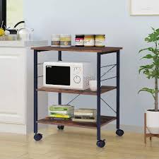 Shop target for kitchen carts & islands you will love at great low prices. Kingso Kitchen Microwave Cart 3 Tier Kitchen Utility Cart Coffee Cart Station Shelf Organizer Kitchen Cart On Wheels Vintage Rolling Bakers Rack With 10 Hooks For Living Room Decoration Baker S Racks Kitchen