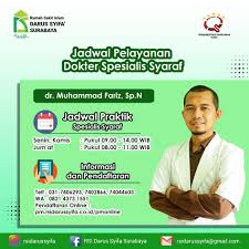0821 4373 1551 pendaftaran online : Rsi Darus Syifa Surabaya Assalamualaikum Wr Wb Kini Telah Hadir Jadwal Pelayanan Dokter Spesialis Syaraf Dengan Dr Muhammad Fariz Sp N Setiap Hari Senin Kamis Pukul 09 00 14 00 Wib Jum At