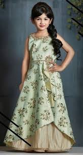 Beautiful Kids Wear Olive Green Party Wear Gown Girls Party Wear Gowns For Girls Long Frocks For Kids