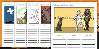 Try to remember, you always have to care for your child with amazing care, compassion and affection to be able to help him. Halloween Verb Adjective Noun Picture Worksheets