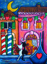 Amore In Venice By Lisa Lorenz Cat Painting Venice Painting Cat Art