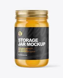Download Clear Glass Jar With Honey Mockup In Jar Mockups On Yellow Images Object Mockups PSD Mockup Templates