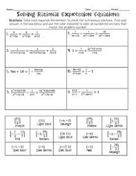Solving Rational Equations Color By Number Activity Rational Expressions Expressions Activities Equations