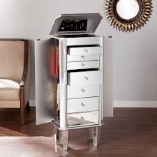 SEI Furniture Millicent Silver Mirrored Jewelry Armoire