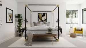 The canopy bed offers a secluded place to rest with a minimalist approach. Amazing Modern Glam Bedroom Design With A Statement Canopy By Spacejoy