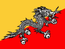 It is diagonal divided, and shows in the midle ? Flagge Bhutan Map Pictures