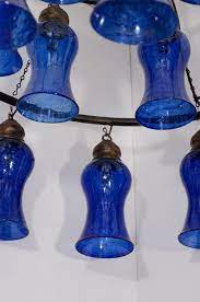 Egyptian Hand Blown Cobalt Blue Glass Chandelier At 1stdibs Glass Pendant Light Blue Glass Blue Glassware
