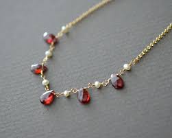 Garnet Pearl Necklace Delicate Gemstone Necklace Small Briolette Gold Fill 16 Inch 18 Inch Handcrafted Jewelry Necklace Gemstones