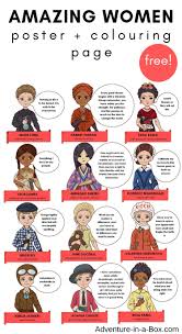 The scientists, civil rights leaders, and athletes that have made their mark on women's history come to life in coloring pages, biographies, and writing activities. Famous Women Poster Free Colouring Page Adventure In A Box