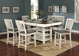 Roundhill furniture arch solid wood dining set: Mckayla 7 Piece Counter Height Dining Set In Antique White Dark Oak Finish By Furniture Of America Foa Cm3413pt