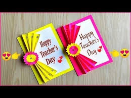 First apply glue on center piece and stick with opposite side. Teachers Day Cards Designs Homemade For Kids