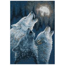 14 count, 23.59w x 23.59h cm 11 count. Dimensions Counted Cross Stitch Kit In Harmony Wolves 35203 For Sale Online Ebay