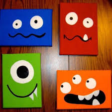 Monster Paintings In 2020 Kids Canvas Art Halloween Canvas Small Canvas Art